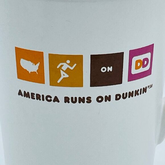America Runs on Dunkin Donuts Tall Classic Ceramic Mug DD Iconic Symbols 18 oz. - Picture 3 of 10
